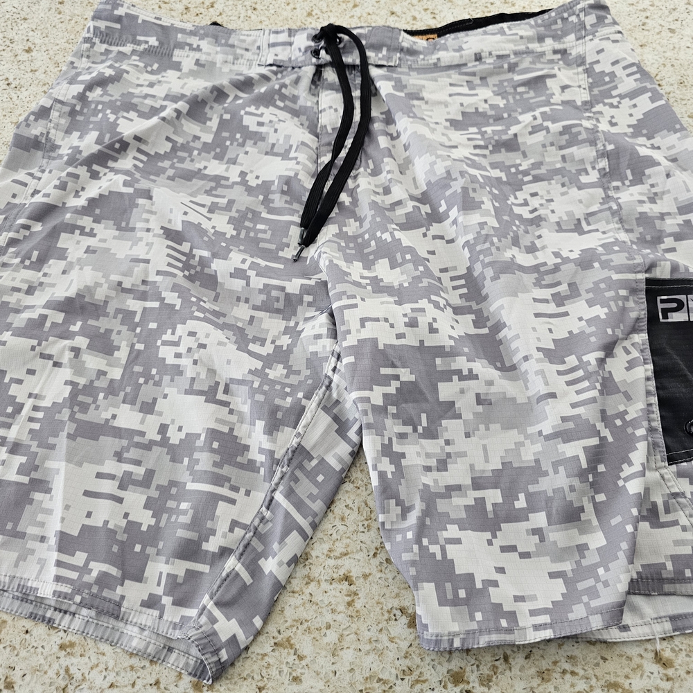Pixelated Gray Swim Shorts